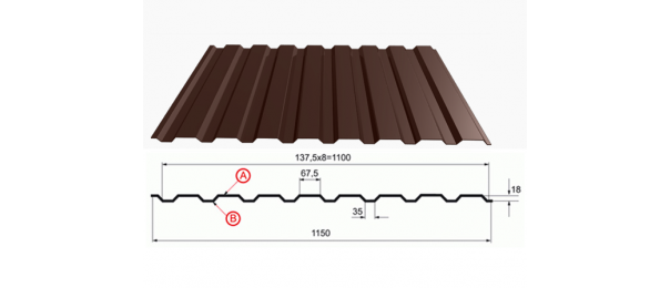 Профнастил коричневый оцинкованный  RAL 8017 С-20 купить недорого в Домодедово