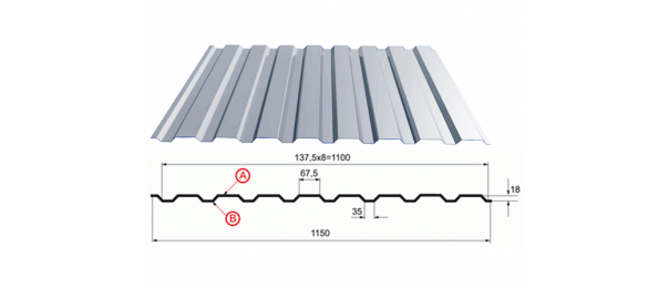 Профнастил оцинкованный С-20 1100x2500 купить недорого в Домодедово